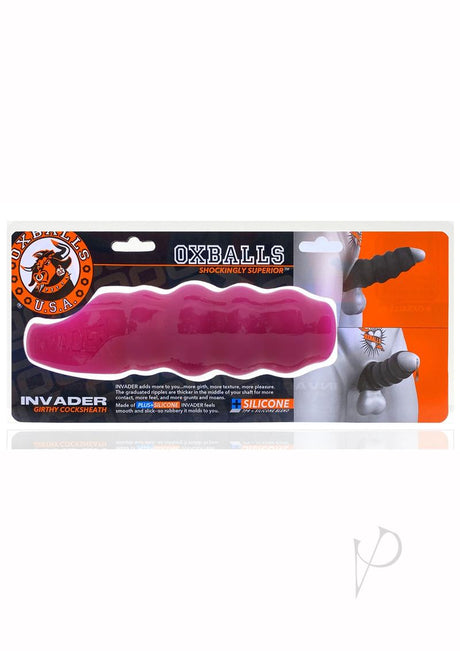 Invader Rippled Open-Ended Silicone Cocksheath Extender - Pink/Frost