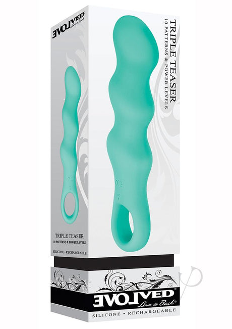 Triple Teaser Silicone Rechargeable Triple Motor Vibrator - Aqua