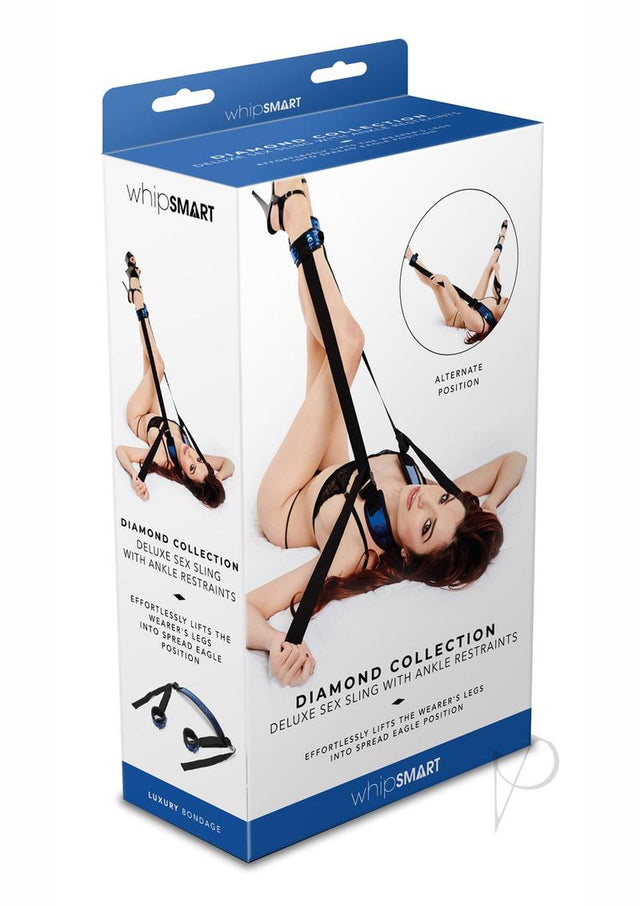 WhipSmart Deluxe Sex Sling with Ankle Restraints - Blue/Black