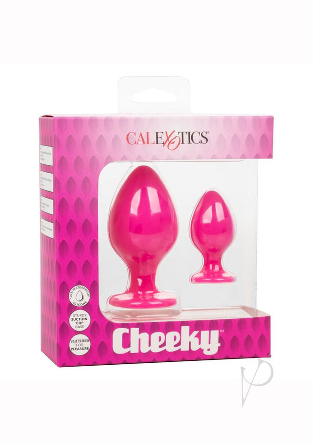 Cheeky Silicone Textured Anal Plugs Large/Small (Set of 2) - Pink