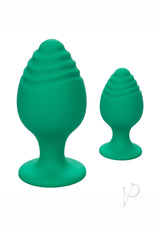 Cheeky Silicone Textured Anal Plugs Large/Small (Set of 2) - Green