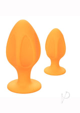 Cheeky Silicone Textured Anal Plugs Large/Small (Set of 2) - Orange