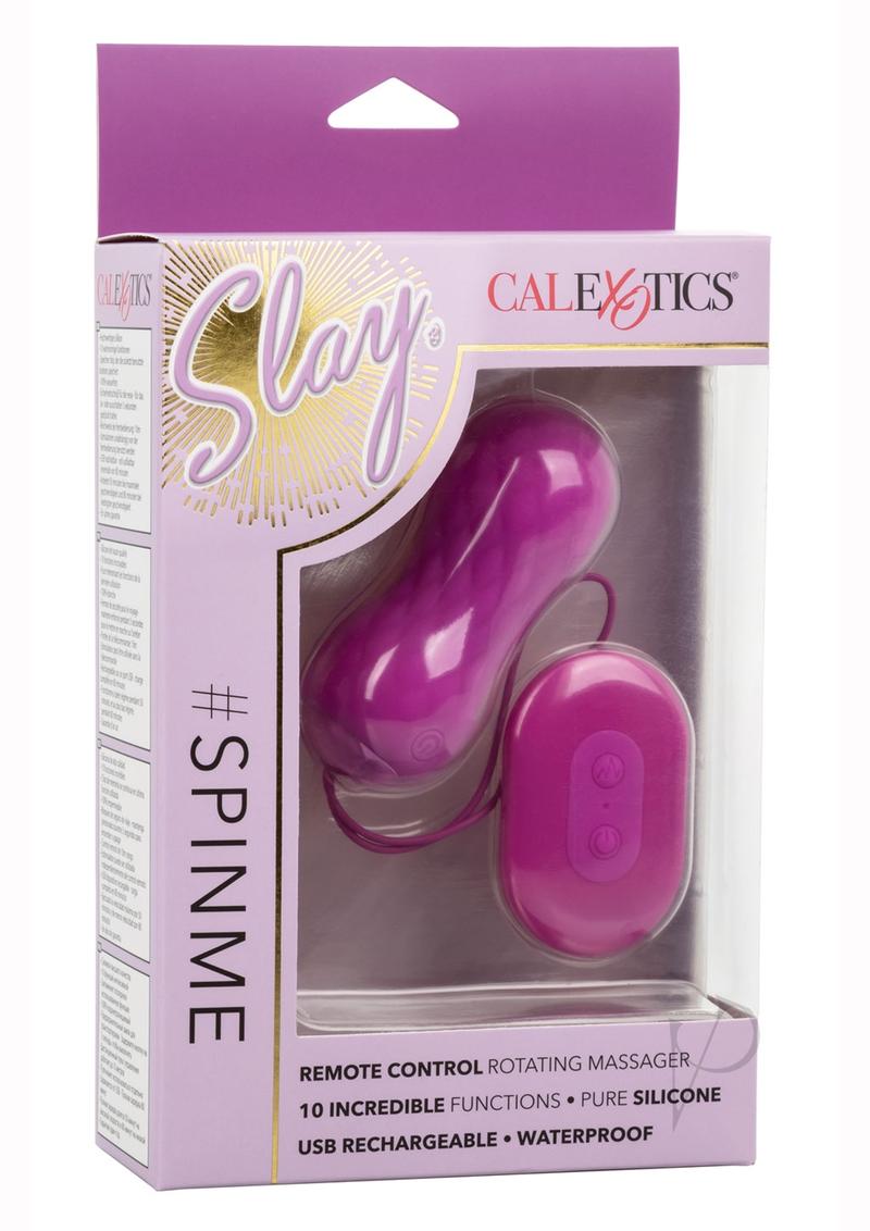 Slay #Spinme Silicone Rechargeable Rotating Vibrator with Remote Control - Purple