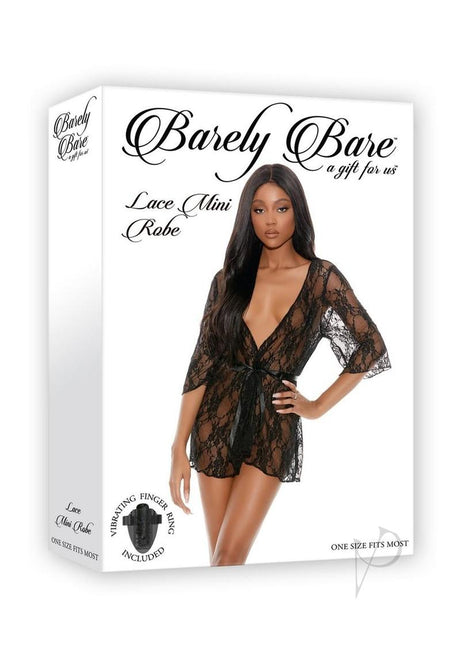 Barely Bare Lace Mini Robe - O/S - Black