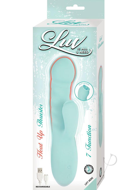 Luv Heat Up Thruster Rechargeable Silicone Vibrator - Aqua