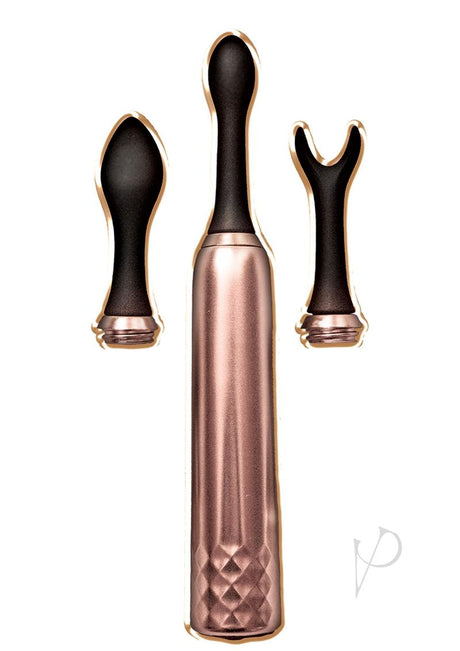 Intense Triple Tip Massager Silicone Rechargeable Set - Rose Gold