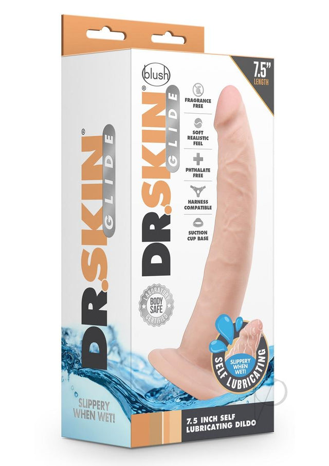 Dr. Skin Glide Gold Collection Self Lubricating Dildo 7.5in - Vanilla