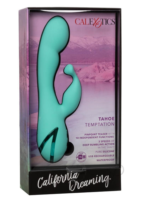 California Dreaming Tahoe Temptation Silicone Rechargeable Rabbit Vibrator - Green