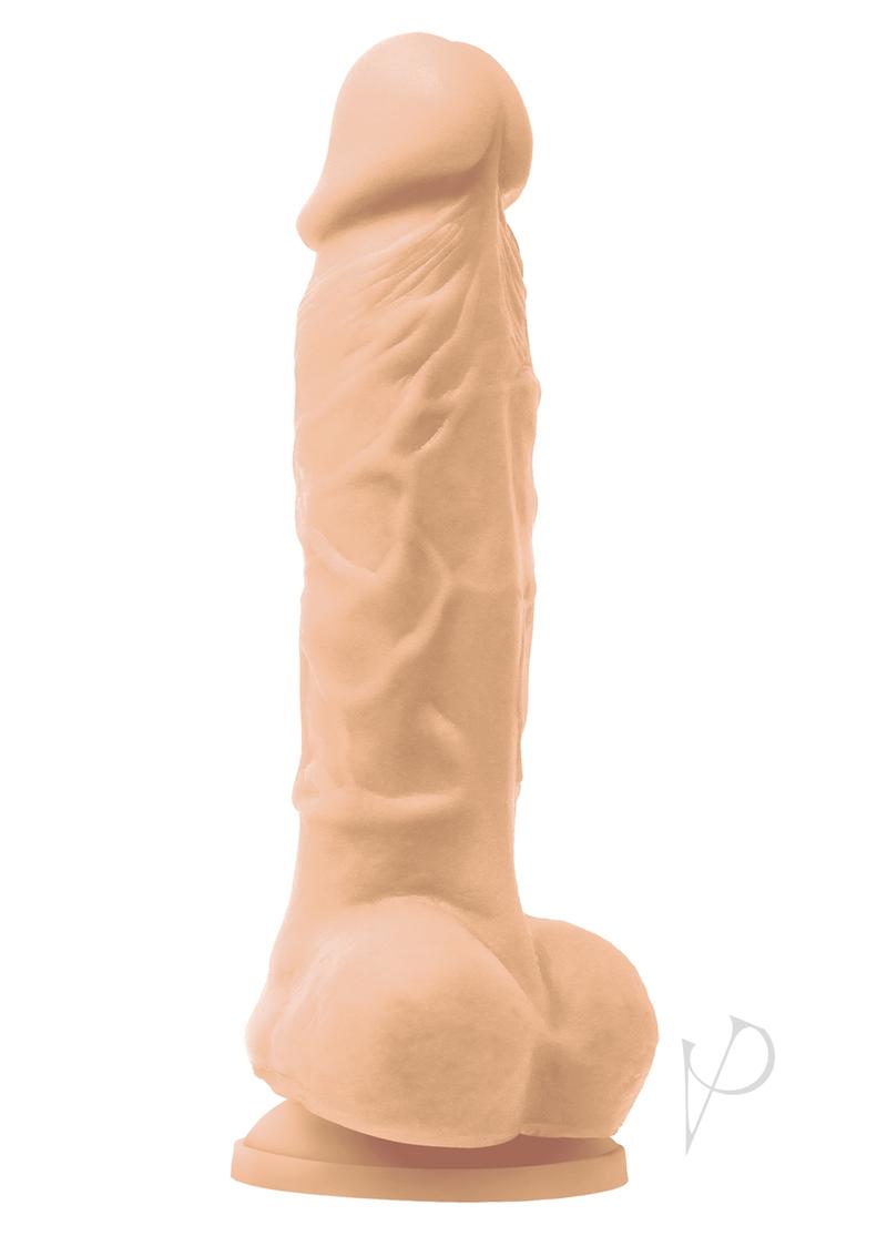 Colours Pleasures Silicone Vibrating Dildo with Balls 5in - Vanilla