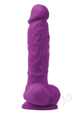 Colours Pleasures Silicone Vibrating Dildo with Balls 5in - Purple