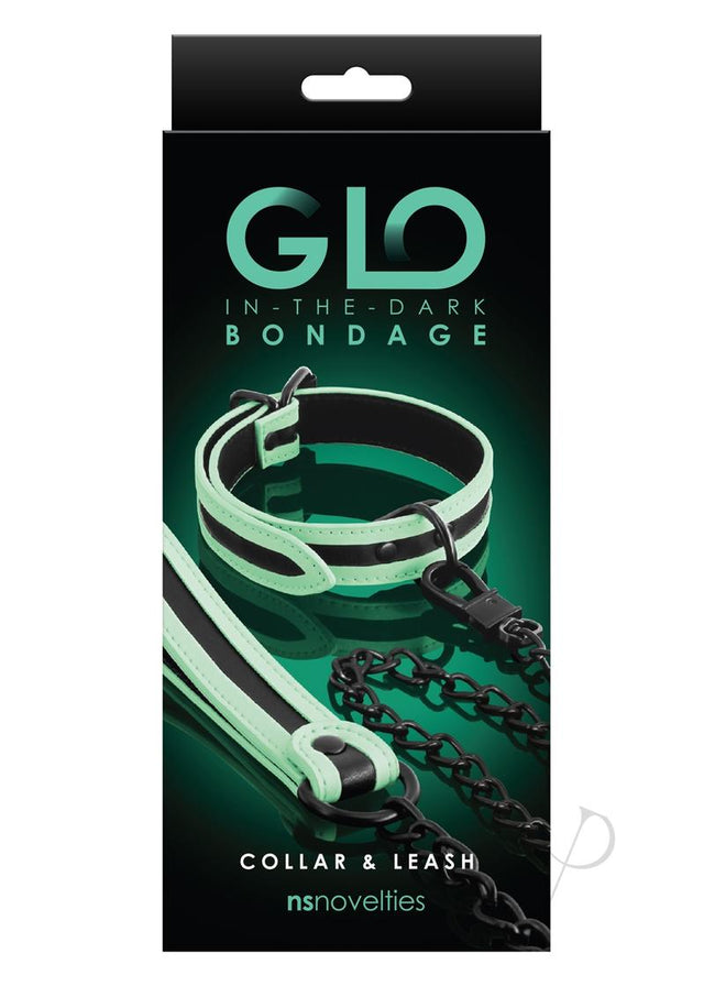 GLO Bondage Glow In The Dark Collar and Leash - Green