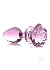 Booty Sparks Pink Rose Glass Anal Plug - Large - Pink