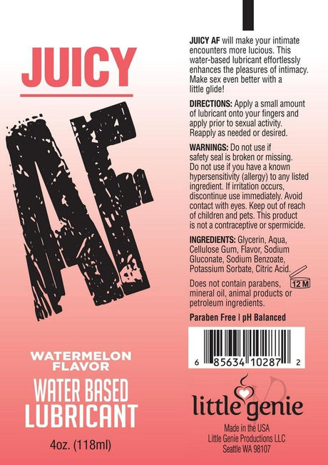 Juicy AF Water Based Flavored Lubricant Watermelon 4oz