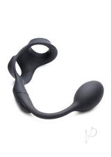 Alpha Pro 10X P-Bomb Silicone Rechargeable Cock and Ball Ring with Plug and Remote Control - Black