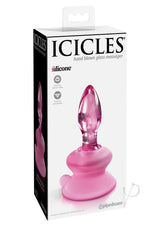 Icicles No. 90 Glass Anal Plug with Bendable Silicone Suction Cup - Pink