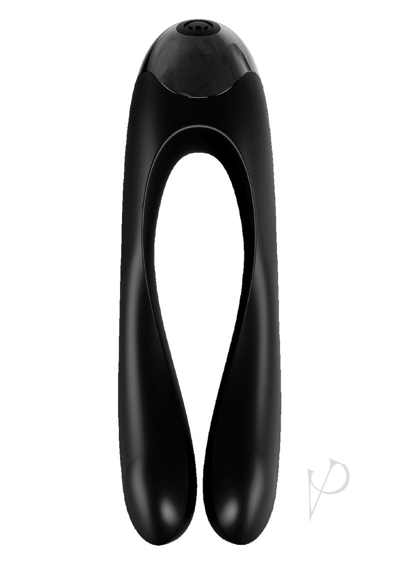 Satisfyer Candy Cane Silicone Rechargeable Mini Vibrator - Black