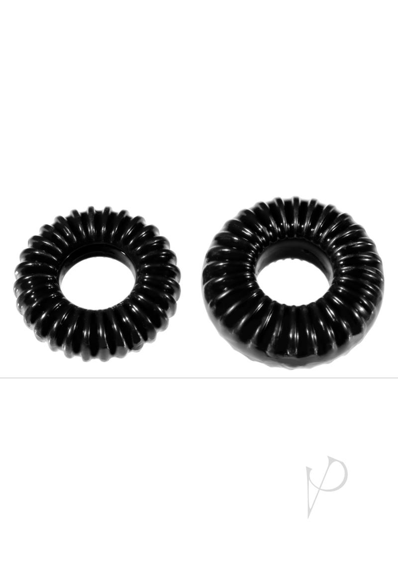 The Xplay Mixed Pack Ribbed Ring and Ribbed Ring Slim (2 Pack) - Black