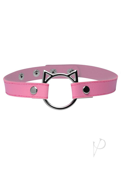 Master Series Kinky Kitty Adjustable Ring Choker Slim - Pink