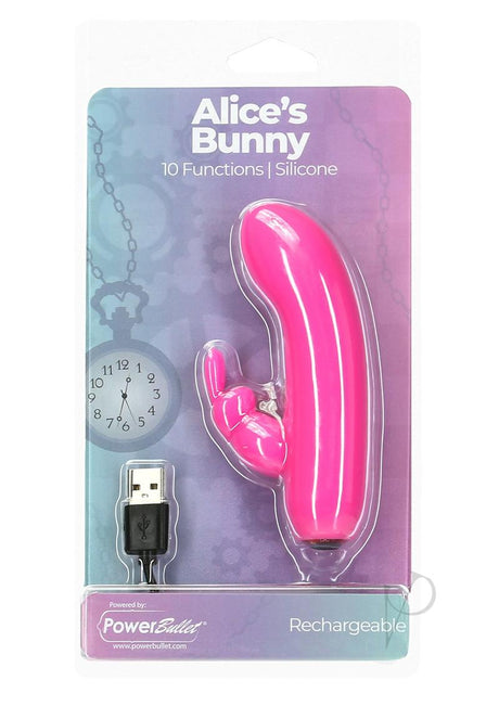 PowerBullet Alice's Bunny Silicone Rechargeable Rabbit - Pink