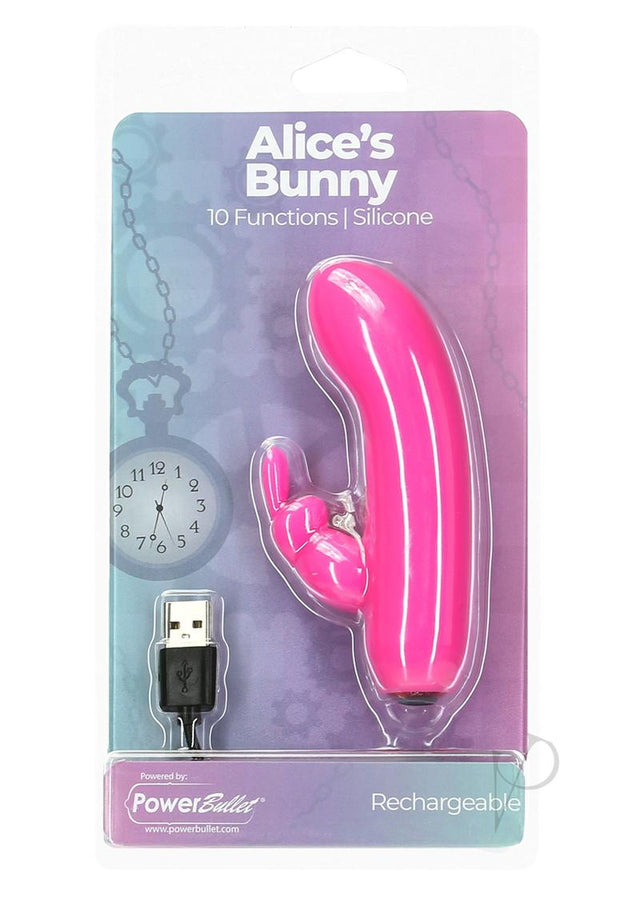 PowerBullet Alice's Bunny Silicone Rechargeable Rabbit - Pink
