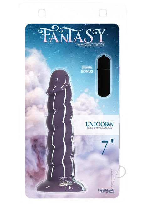 Addiction Fantasy Unicorn Silicone Dildo 7in - Purple