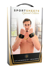 Cuffs and Blindfold Set - Special Edition -Black/Gold