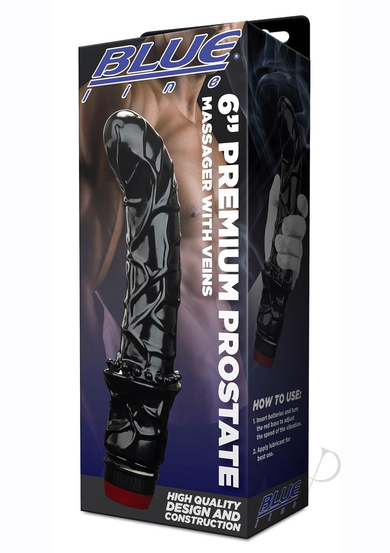 CandB Gear Premium Prostate Massager with Veins 6in - Black