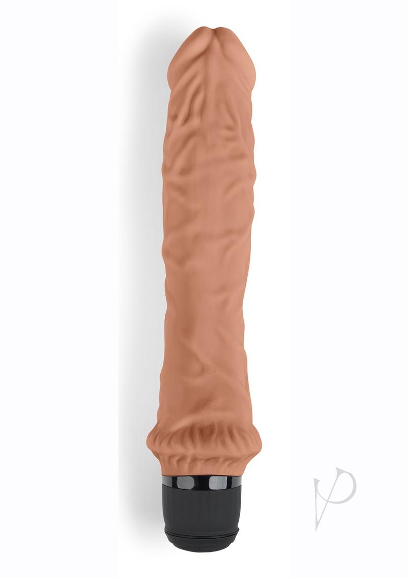 Powercocks Silicone Rechargeable Girthy Realistic Vibrator 8in - Caramel