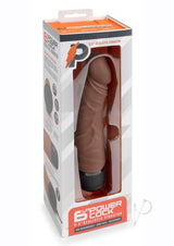 Powercocks Silicone Rechargeable Realistic Vibrator 6.5in - Chocolate