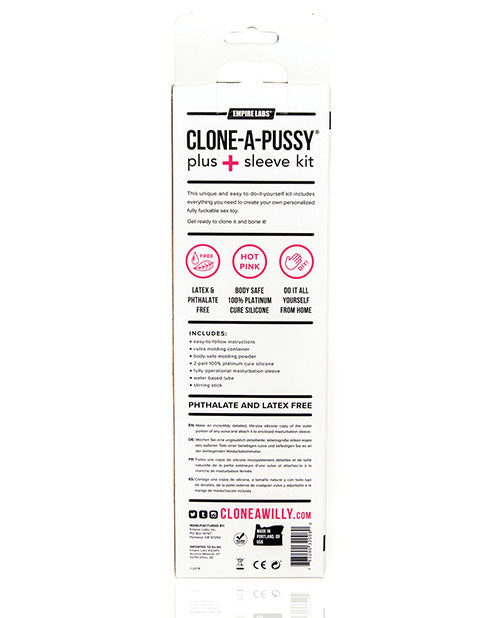 Clone-A-Pussy Plus Sleeve Silicone Vulva Molding Kit with Attachable Sleeve - Hot Pink