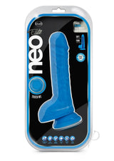 Neo Elite Silicone Dual Density Dildo with Balls 9in - Blue