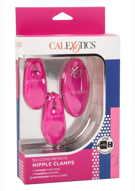 Silicone Remote Rechargeable Nipple Clamps - Pink