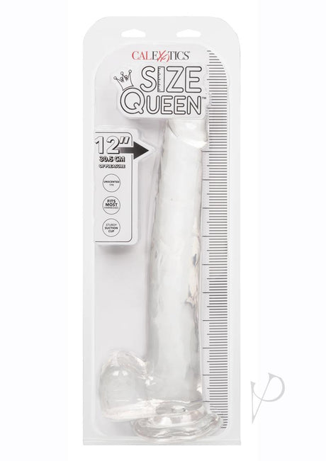 Size Queen Dildo with Balls 12in - Clear