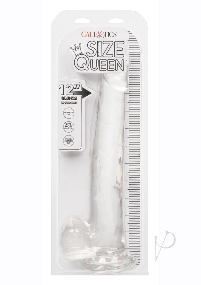 Size Queen Dildo with Balls 12in - Clear
