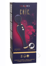 Chic Poppy Rechargeable Silicone Wand Massager - Blue