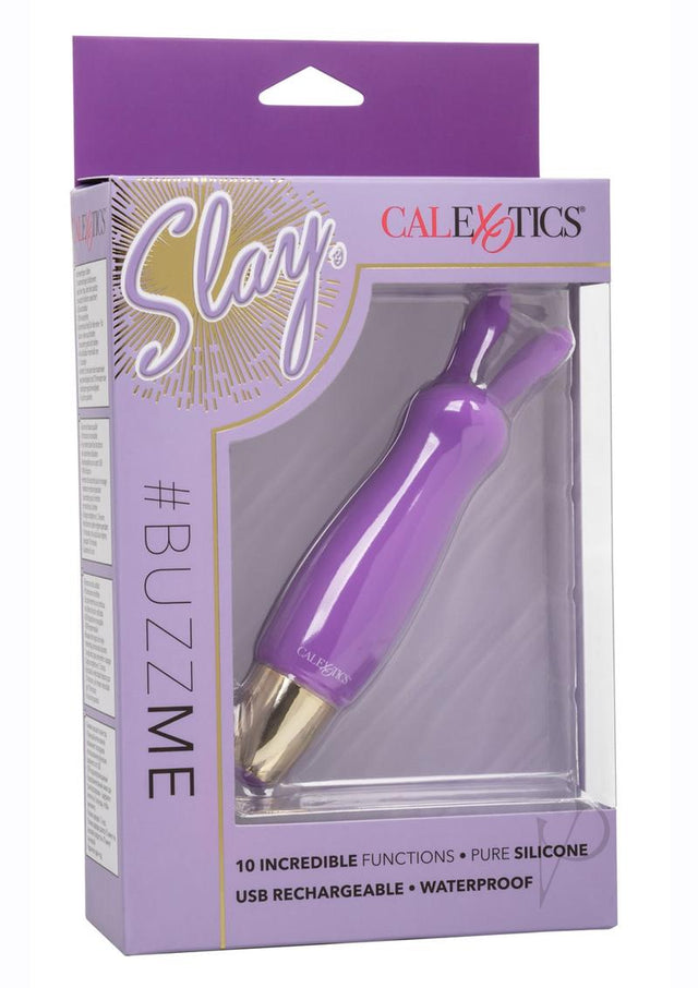 Slay #BuzzMe Rechargeable Silicone Rabbit Ears Bullet Vibrator  - Purple