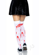 Leg Avenue Bloody Zombie Thigh High - OS - White/Red