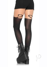 Leg Avenue Spandex Monkey Business Opaque Pantyhose with Curvy Tail - OS - Black
