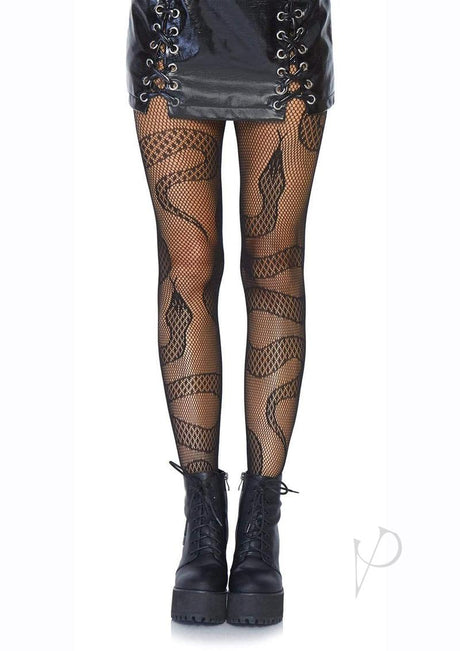 Leg Avenue Snake Net Tights - O/S - Black