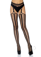 Leg Avenue Scale Net Suspender Hose - O/S - Black