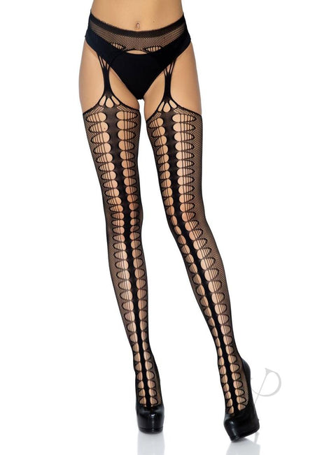 Leg Avenue Scale Net Suspender Hose - O/S - Black