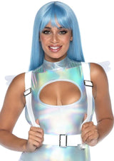 Leg Avenue Furry Angel Wing Body Harness - OS - White