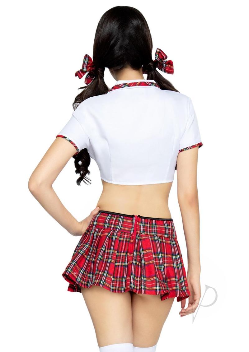 Leg Avenue Miss Prep School (4 piece set) - S/M - Red/White