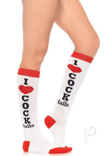 Leg Avenue Cocktails Knee Socks - OS - White/Red
