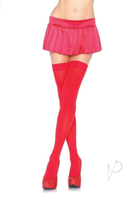 Leg Avenue Nylon Thigh High - O/S - Red