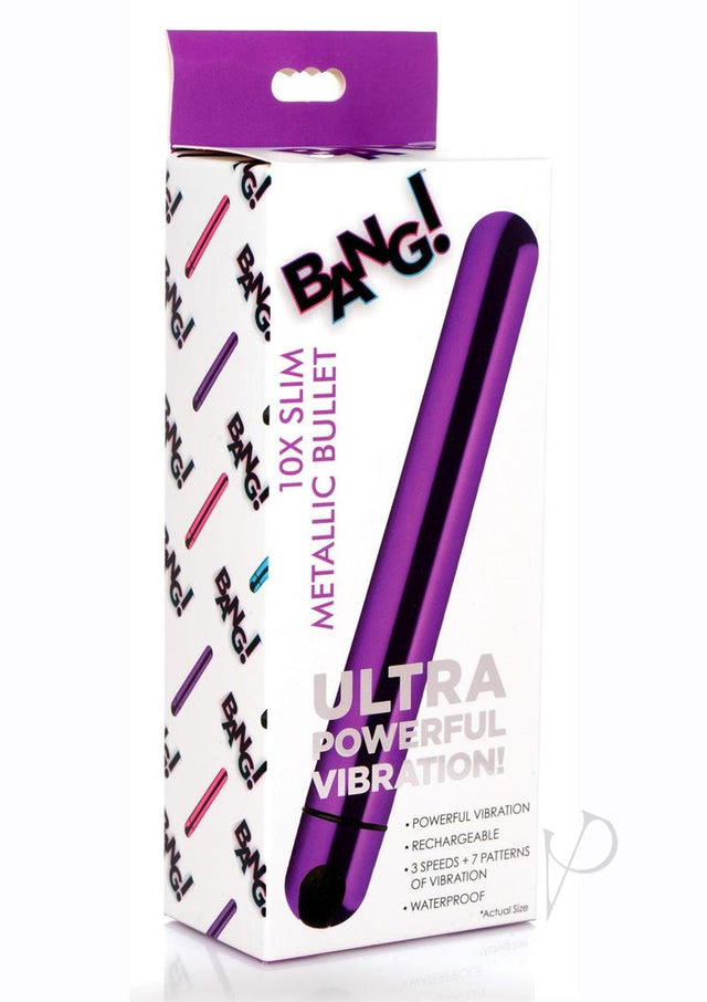 Bang! 10X Slim Metallic Rechargeable Bullet - Purple