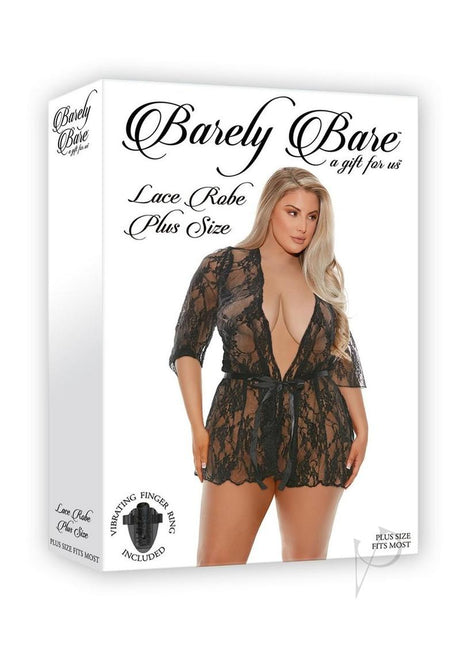 Barely Bare Lace Robe - Plus Size - Black