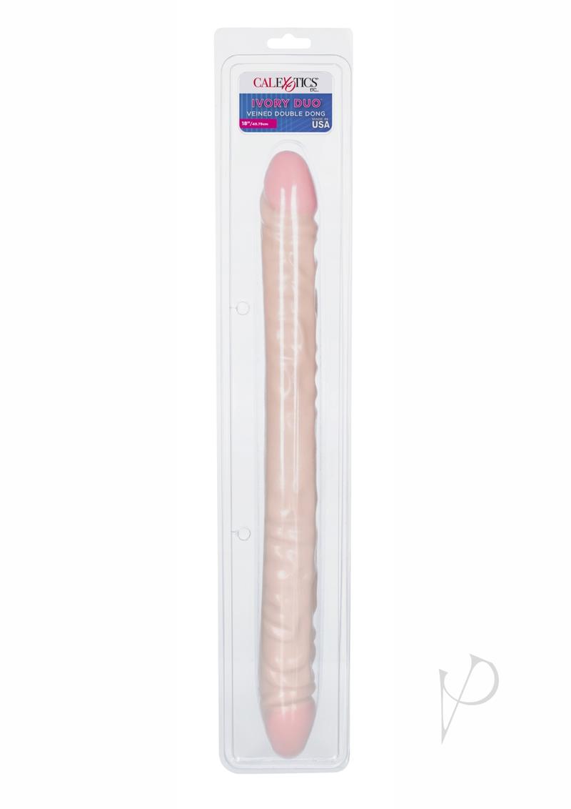 Vanilla Duo Veined Double Dildo 18in - Vanilla