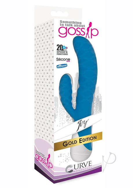 Gossip 20x Wavy Silicone Rabbit Vibrator - Blue