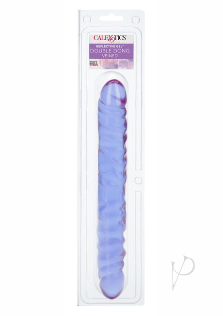 Reflective Gel Veined Double Dildo 12in - Purple